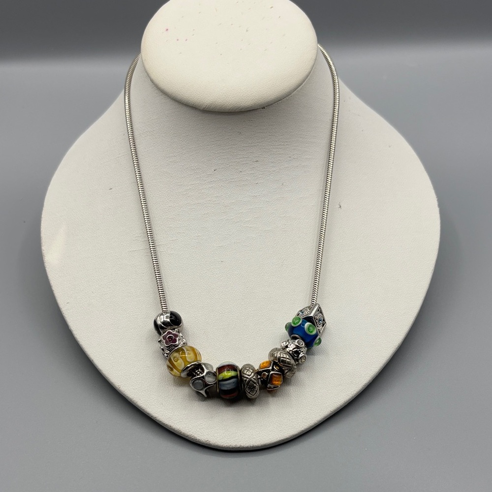 Made in Italy Sterling and Murano Glass Bead Necklace JP279